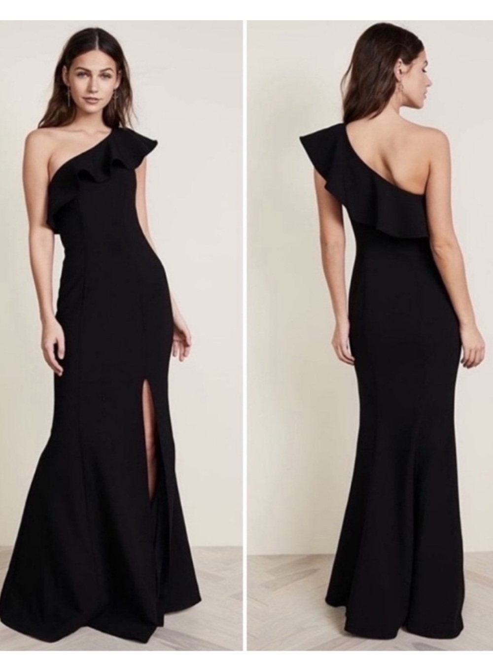 $388 Likely | Revolve Mermaid Black Gown Ruffle 0
